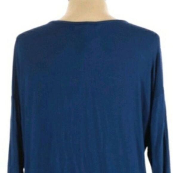 Design History Blue Bedazzled Jersey Knit V-neck Half Sleeve Tunic Top Sz L - Picture 7 of 10